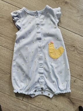 Carter's Child of Mine Blue Floral Chicken Romper Sunsuit 3-6M🩷